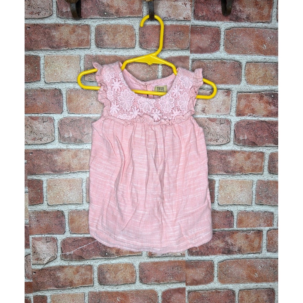 True Craft Toddler Girls Pink Tulip Lace Yoke Ruffle Sleeveless Top 2T NWT